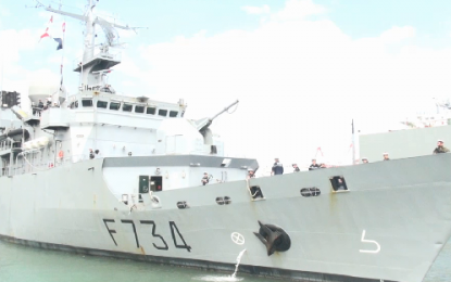 <p><strong>GOODWILL VISIT. </strong>FNS Vendemiare (F-734), a Floréal-class light surveillance frigate of the French Marine Nationale, arrived in Manila South Harbor for a four-day goodwill visit to the country on Monday (March 12, 2018). (<em>Screengrab from video courtesy of Naval Public Affairs Office)</em></p>